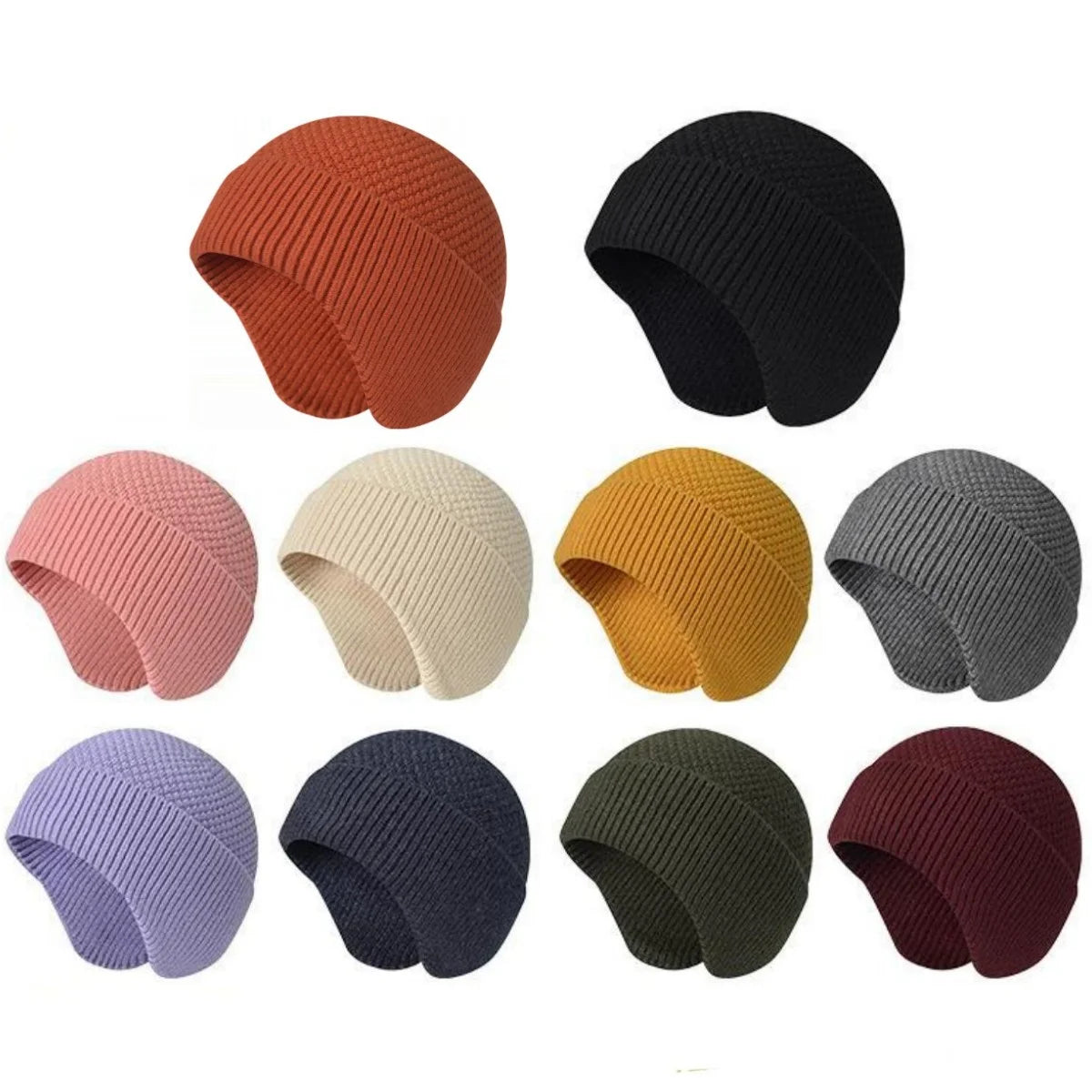 Winter Hats for Men Women with Ear Flaps Cable Knitted Beanie Earflap Hat Warm Windproof Skull Cap Beanie Cap, Pink